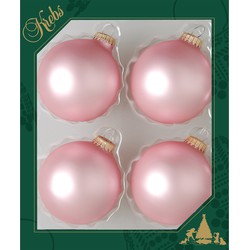 Krebs Kerstballen - 4x st - chic roze - 7 cm - glas - mat - kerstversiering - Kerstbal