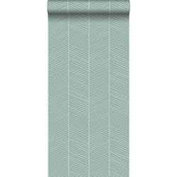 Walls4You behang visgraat-motief mintgroen - 0,53 x 10,05 m - 935323