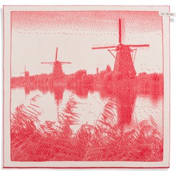 Knit Factory Molens Gebreide Keukendoek - Keukenhanddoek - Ecru/Rood - 50x50 cm