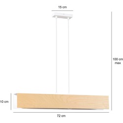 Raisio lange wit met houten hanglamp binnenin 3x E27