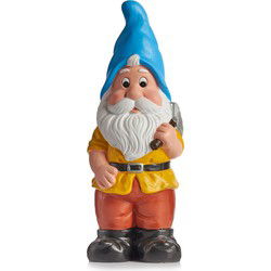 Ibergarden Tuinkabouter beeldje - blauwe muts - Keramiek - 38 cm - Tuinbeelden
