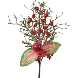 Clayre & Eef Decoratie Tak 37 cm Rood Groen Kunststof Kerstdecoratie