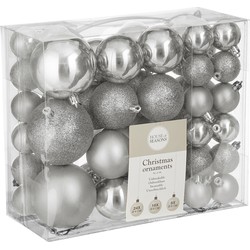 House of Seasons Plastic Kerstballen Set - 46 Stuks - Ø4/6/8 cm - Zilver