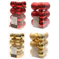 Kerstversiering kunststof kerstballen mix goud/ rood 4 en 6 cm pakket van 80x stuks - Kerstbal