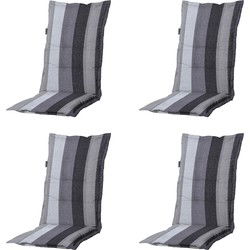 Madison -  Tuinstoelkussen Hoge Rug Victoria grey - Ca. 123x50 cm - Set van 4