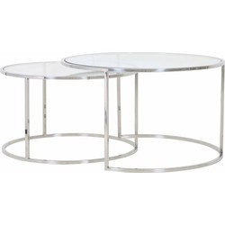 Light&living Salontafel S/2 Ø65x39+Ø75x44 cm DUARTE nikkel+glas