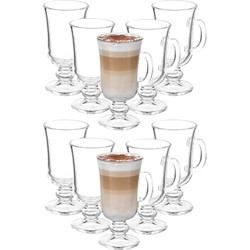 Kinvara Caffe Latte/koffie glazen Paris - transparant glas - 12x stuks - 250 ml - Koffie- en theeglazen