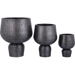 PTMD Wayan Black brushed aluminum pot with base SV3