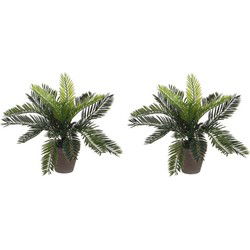 Mica Decorations Kunstplant Cycaspalm - 2x - groen - H33 cm - in pot - Kunstplanten