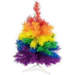 R en W mini kunst kerstboom -regenboog - H45 cm - kunststof - Kunstkerstboom