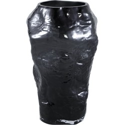 PTMD Riley Black glass vase round irregular shape
