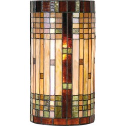 LumiLamp Wandlamp Tiffany  20x11x36 cm  Beige Bruin Glas Halfrond Muurlamp