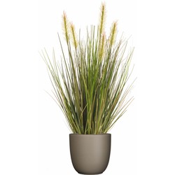 Emerald Kunstplant - groen gras 45 cm - taupe glans bloempot - Kunstplanten