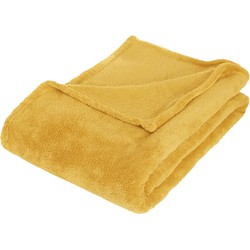 Fleece deken/fleeceplaid oker geel 125 x 150 cm polyester - Plaids