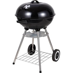 Barbecuegrill op wielen met deksel rond zwart - Houtskoolbarbecues