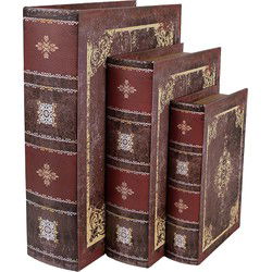 Clayre & Eef Opbergdoos Set van 3 Boeken Bruin Hout