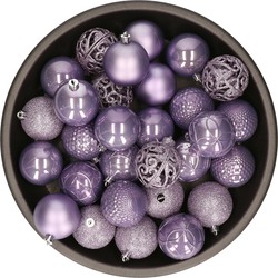 Kunststof kerstballen 37x stuks lichtpaars 6 cm - Kerstbal