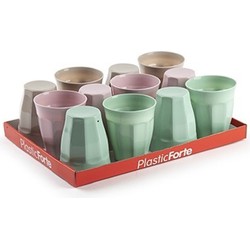 PlasticForte Drinkglazen - 48x stuks - gekleurd - kunststof - 250 ml - Drinkglazen