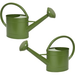 Set van 2x stuks groene zinken gieters voor kamerplanten/tuinplanten 5 liter - Gieters