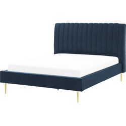 MARVILLE  - Tweepersoonsbed - Donkerblauw - 140 x 200 cm - Fluweel