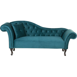 Beliani LATTES - Chaise longue-Blauw-Fluweel