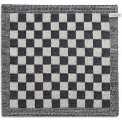 Knit Factory Gebreide Keukendoek - Keukenhanddoek Block - Ecru/Antraciet - 50x50 cm