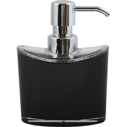 MSV Zeeppompje/dispenser Aveiro - PS kunststof - zwart/zilver - 11 x 14 cm - 260 ml - Zeeppompjes