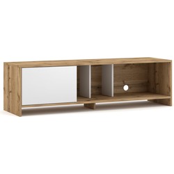 Meubel TV 1 Deur licht hout en wit decor L140 cm - Sue