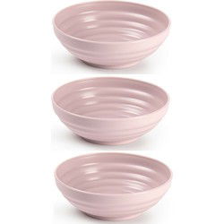 Set van 6x kommetjes/schaaltjes - Dessert/ontbijt - Kunststof - D13 cm - Oudroze - Kommetjes