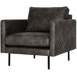 Fauteuil - Daisy - met doorgestikte armleuning - leer Colorado antraciet 01