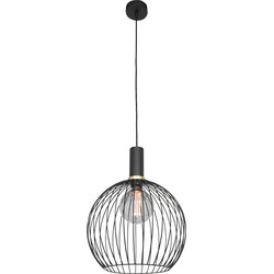 Mexlite hanglamp Aureole - zwart - metaal - 34 cm - E27 fitting - 3067ZW