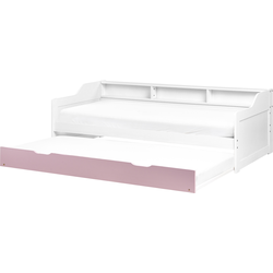 EDERN - Onderschuifbed - Wit/Roze - 90 x 200 cm - Hout