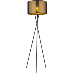Tripot vloerlamp met goudkleurige kunststof kap | Metaal | ø 48,5 cm | Woonkamer | Slaapkamer | Eetkamer