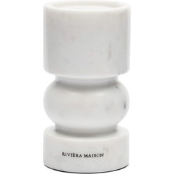 Riviera Maison Kandelaar Marmer wit voor stompkaars - Sessari Marble kaarsenhouder rond 15,5 cm hoog