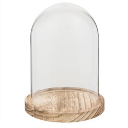 Clayre & Eef Stolp  Ø 12x17 cm Glas Hout Rond Glazen Stolp