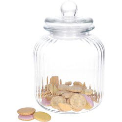 Zeller keuken voorraadpot/snoeppot - bewerkt glas - met deksel - 3800 ml - 17 x 26 cm - Voorraadpot