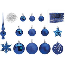 G. Wurm Kerstballen - 111 stuks - blauw - kunststof - 3-4-6 cm - Kerstbal