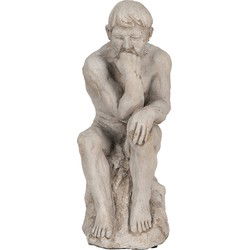 Clayre & Eef Decoratie Beeld Mens 31 cm Grijs Steen