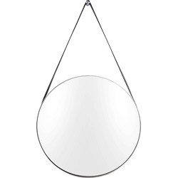 pt, Balanced Spiegel Rond Staal/Leer Ø47 cm - Zilver