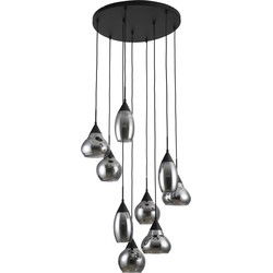 Hanglamp 9-Lichts - Smoke Glass - Industrieel - Lamp Daina