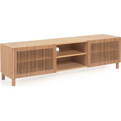 Kave Home - Beyla TV-meubel met 2 deuren in massief hout en eikenfineer, 180x49,5 cm FSC 100%