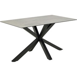Eettafel Rechthoek - Grijs Keramiek - 135x80x75,5cm - Harrie