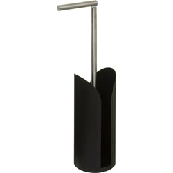 5five Toiletrolhouder - reservoir - zwart - flexibele stang -59cm - Toiletrolhouders