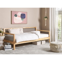 TRICOT - Eenpersoonsbed - Lichthout - 90 x 200 cm - Rubberhout