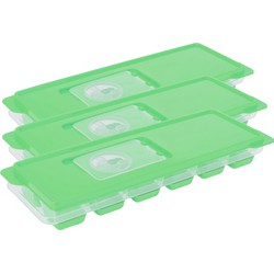 Set van 5x stuks trays met ijsklontjes/ijsblokjes vormpjes 12 vakjes kunststof groen met afsluitdeks - IJsblokjesvormen