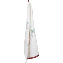 Clayre & Eef Theedoek  50x70 cm Wit Rood Katoen Hert Keukenhanddoek