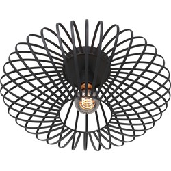 Industriële Plafonniére - Anne Light & Home -  - Industrieel - E27 - L: 41,5cm - Voor Binnen - Woonkamer - Eetkamer - Zwart