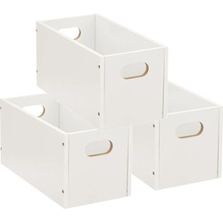 Set van 3x stuks opbergmand/kastmand 7 liter wit van hout 31 x 15 x 15 cm - Opbergmanden