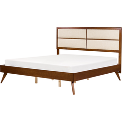 Beliani POISSY - Tweepersoonsbed-Donkere houtkleur-MDF