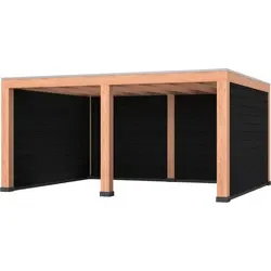 Douglas overkapping, 500 x 400, met zwarte achterwand en twee zijwanden, Westwood Modern